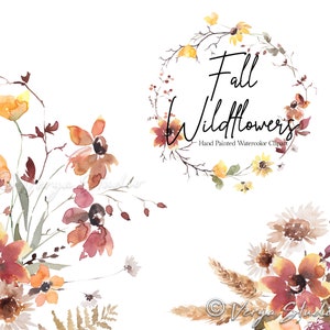 Outono Flores Silvestres Aquarela Outono Clipart Outono Clip Art Flores Silvestres Colheita Clipart Borgonha Laranja Floral Clipart Amarelo Outono Grinalda PNG
