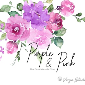 Lila rosa Aquarell Blumen Clipart Blumen Clip Art Sommer Clipart Frühling Clip Art Blush violett Blume Rosen Pfingstrosen Hochzeit Grafiken PNG