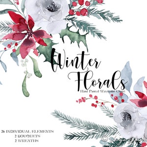 Aquarela Natal Clipart Feriado Clipart Inverno Clip Art Cartões de felicitações Convites Natal Gráficos Pintados à mão Uso comercial PNG