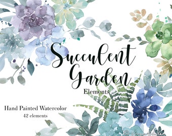 Watercolor Succulents Clipart Floral Clip Art Succulent Wedding Clipart Cactus Bridal Invitations Greenery Pastel Bright Flower Graphics PNG