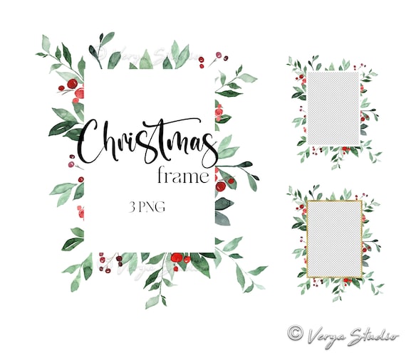 クリスマス詩 アートプリント フレーム付き クリスマスの緑のフレーム クリップアート 水彩画 クリスマス 赤い