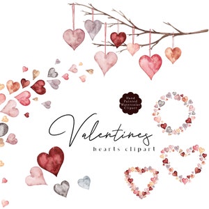Clipart Saint-Valentin, aquarelle Saint-Valentin PNG, coeur Saint-Valentin, aquarelle coeurs, clipart Couronne de la Saint-Valentin, Saint-Valentin bordure cadre PNG