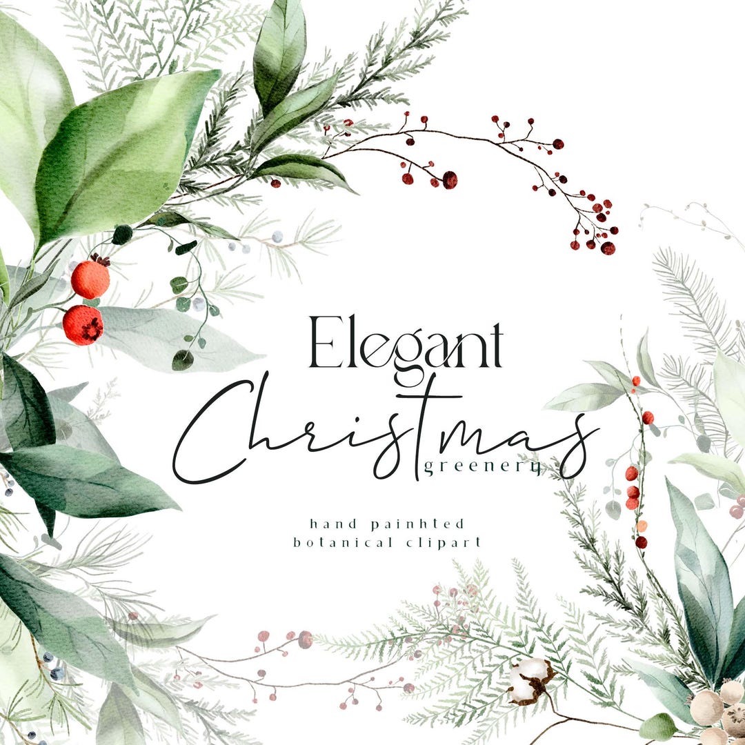 Sleek Christmas Clipart Watercolor Cozy Winter Clip Art Woodland ...