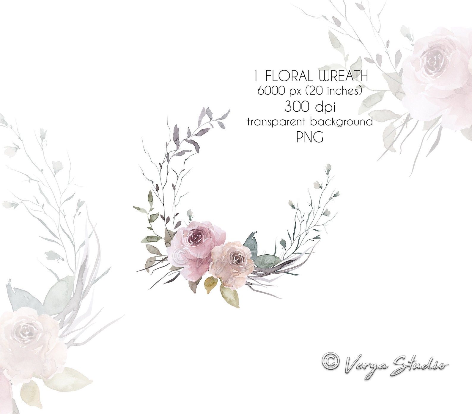 Wreath Watercolor Floral Wreath Clipart Flowers Wreath Clip - Etsy