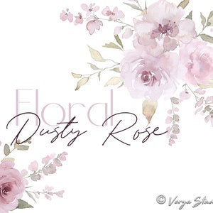 Dusty Pink Clipart Aquarela Floral Clip Art, Flores Rosas Empoeiradas, Buquês De Verduras, Blush Pastel Claro, Gráficos De Casamento Primavera Verão PNG