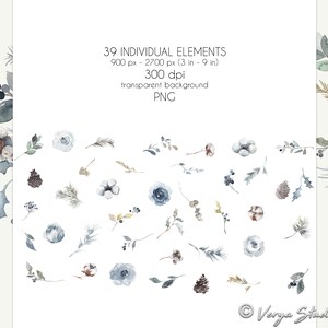 Christmas Clipart Watercolor Navy White Christmas Clip Art Floral