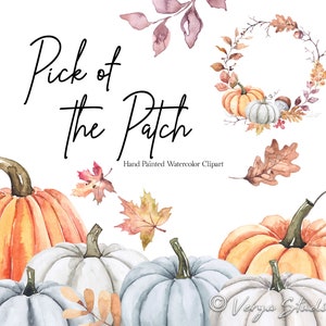 Herbst Clipart Aquarell Herbst Clip Art Kürbis Clipart Weiß Blau Orange Kürbisse Herbstkranz Thanksgiving Ernte Hochzeit Grafiken PNG
