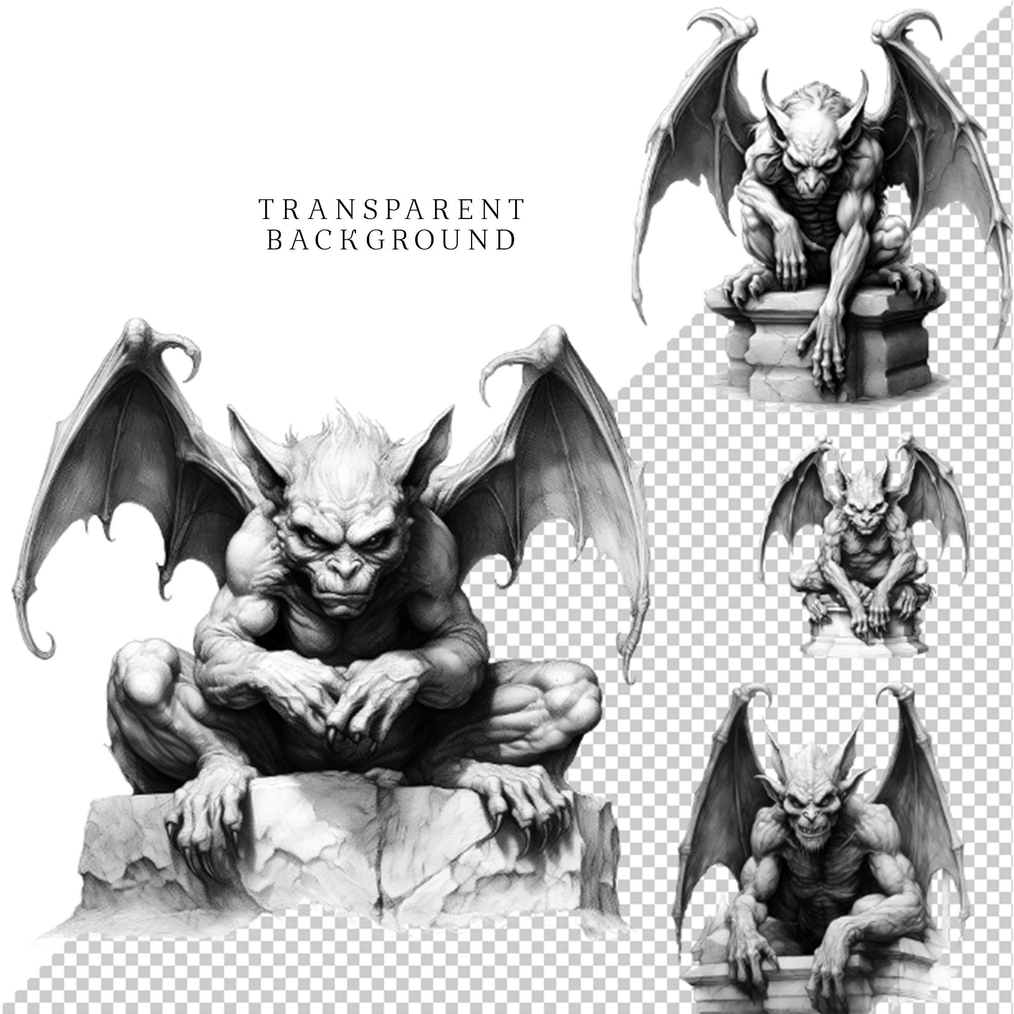 Gargoyle Clipart Halloween Clip Art Gothic Pencil Drawing
