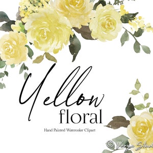 Gele aquarel bloemen clipart groen gebladerte pastel gele bloemen bladeren groen krans boeket bruiloft graphics handgeschilderde PNG
