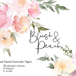水彩画の花のクリップアート ピーチブラッシュ牡丹のクリップアート 結婚式のクリップアート クラールピンクの花柄の春の結婚式の花 ブライダル招待状 牡丹 PNG