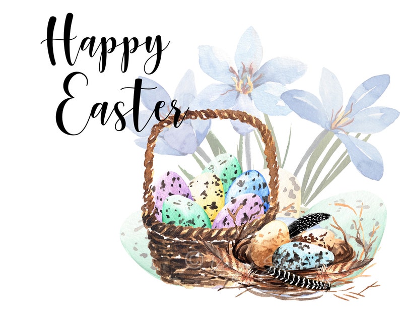 Easter Clipart Watercolor Spring Clip Art Buquets Bunny Rabbit Eggs ...