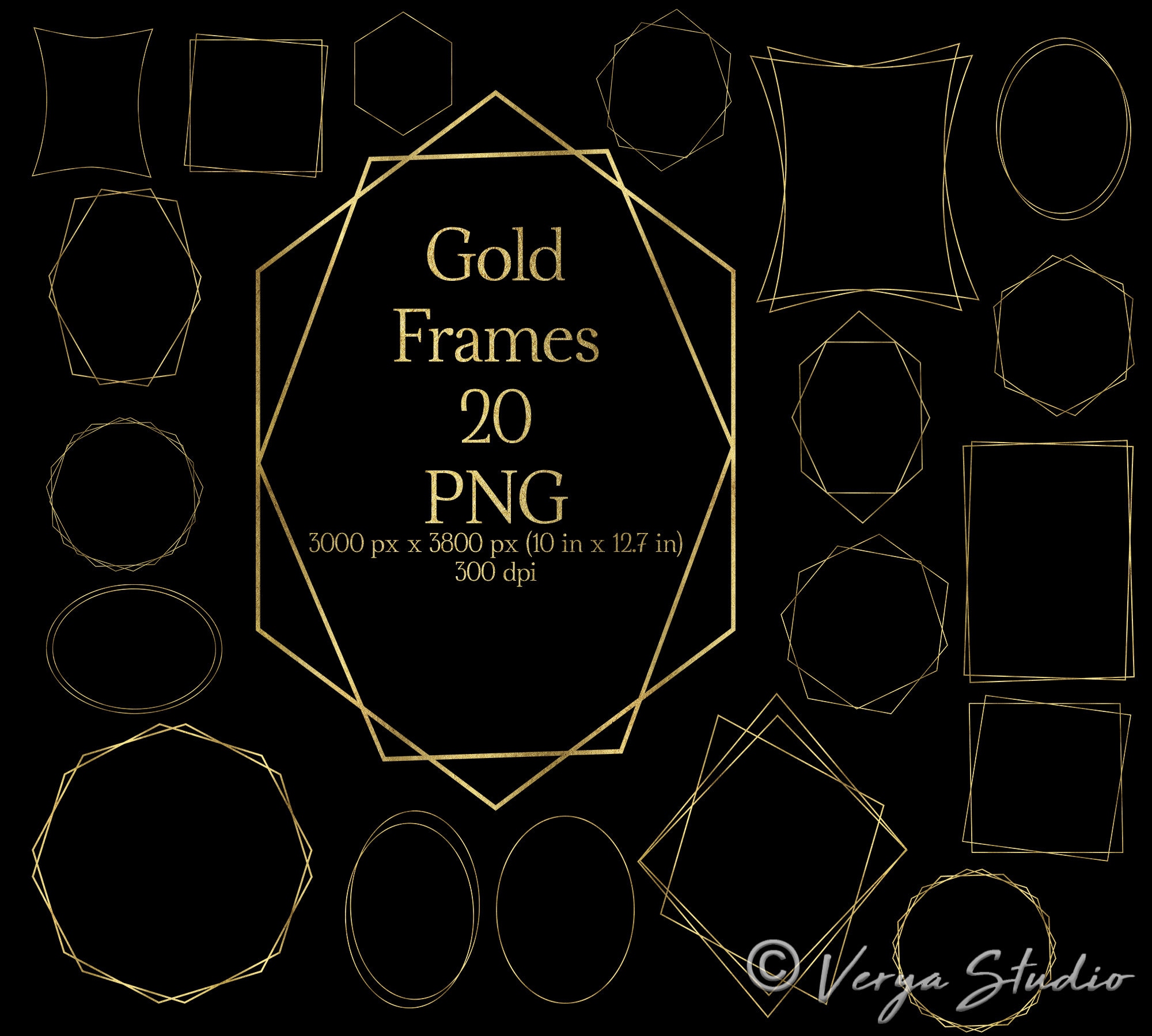 Gold Frames Clip Art png gif svg Geometric Frames -  Portugal