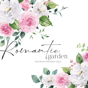 Weiß Rosa Aquarell Blumen Clipart Floral Clip Art Blush Dusty Rose Blumensträuße Sprays Helle Frühling Sommer Romantische Hochzeit Grafiken PNG