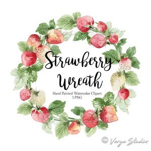 Corona de fresas, acuarela, imágenes prediseñadas de frutas, fresas, imágenes prediseñadas de primavera, corona de frutas, pintada a mano, transferencia por sublimación, imprimible, PNG