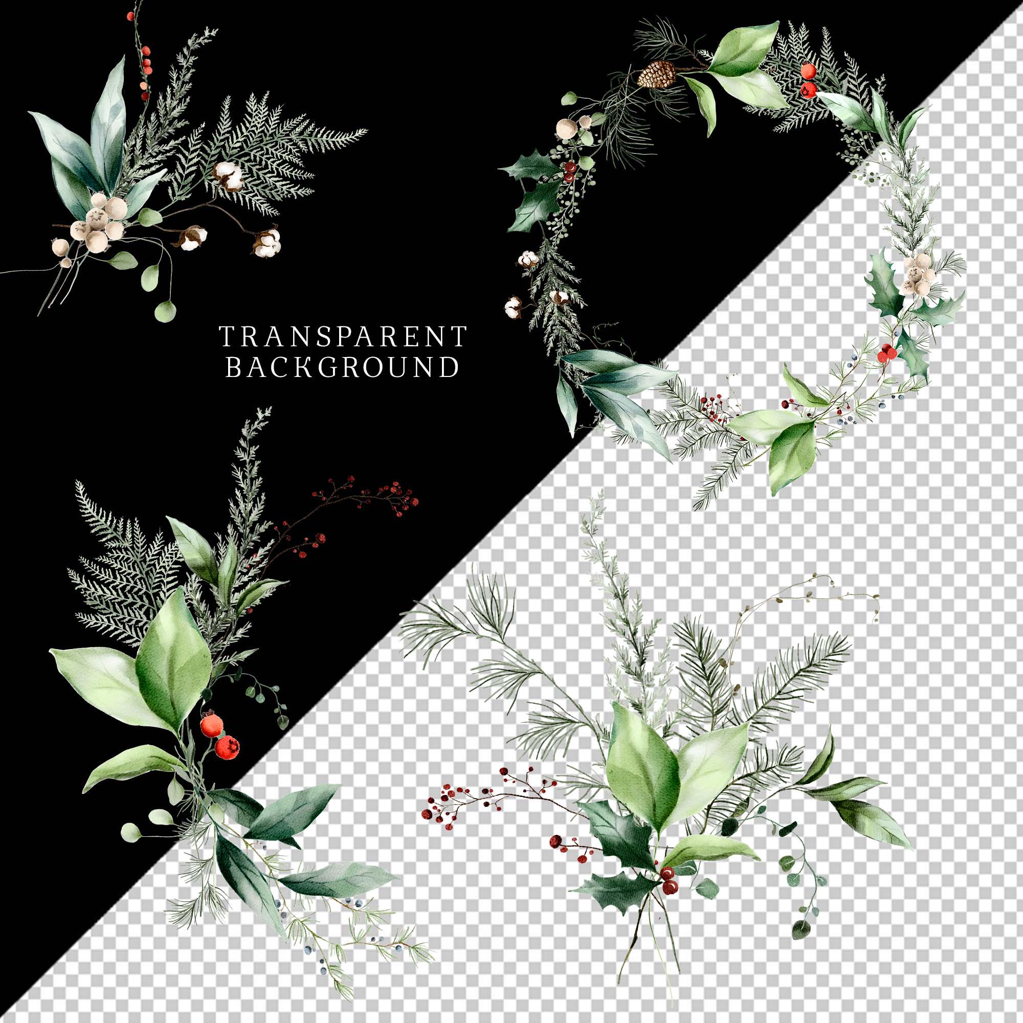 Sleek Christmas Clipart Watercolor Cozy Winter Clip Art Woodland ...