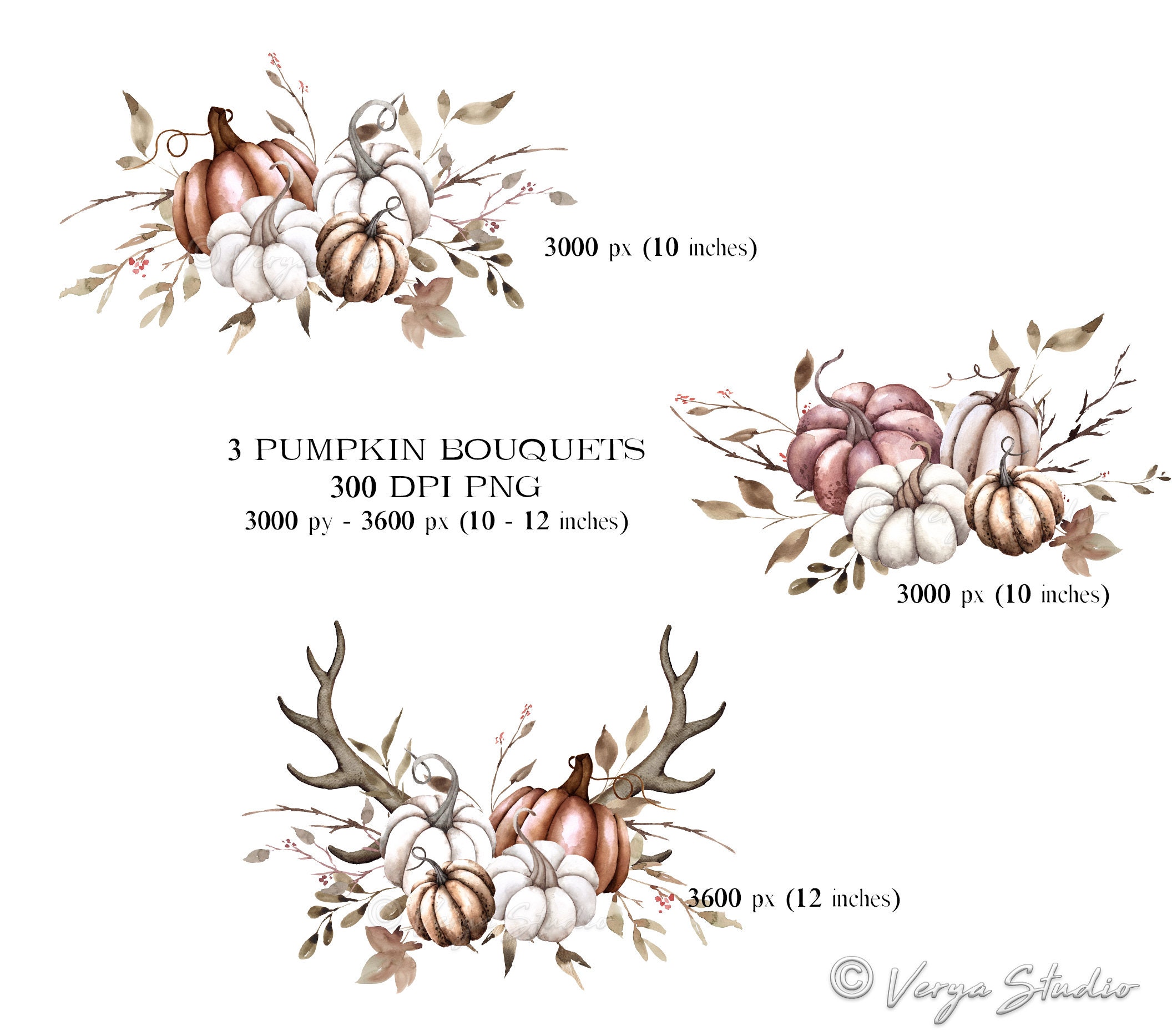 Autumn Watercolor Clipart Fall Clipart Neutral Farmhouse Rustic Clip ...