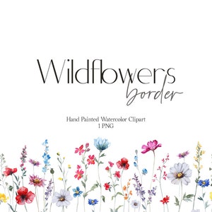 Wildflowers Floral Border - Watercolor Floral Clipart, Meadow Flowers, Wildflowers clipart, Summer Flowers, Watercolor Flowers Border PNG