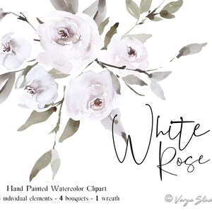 Weiße Aquarell Blumen Clipart Aquarell Floral Clip Art Hochzeit Clipart Weiche sanfte Pastell Grafiken Brautparty PNG Kranz Digital