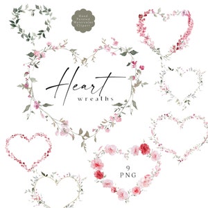 Herzkranz, Blumen Clipart, Blumen Valentinstag Botanischer Rahmen, Valentinstag PNG, Aquarell Wildblumen Kränze, Herzrahmen Grenzen PNG