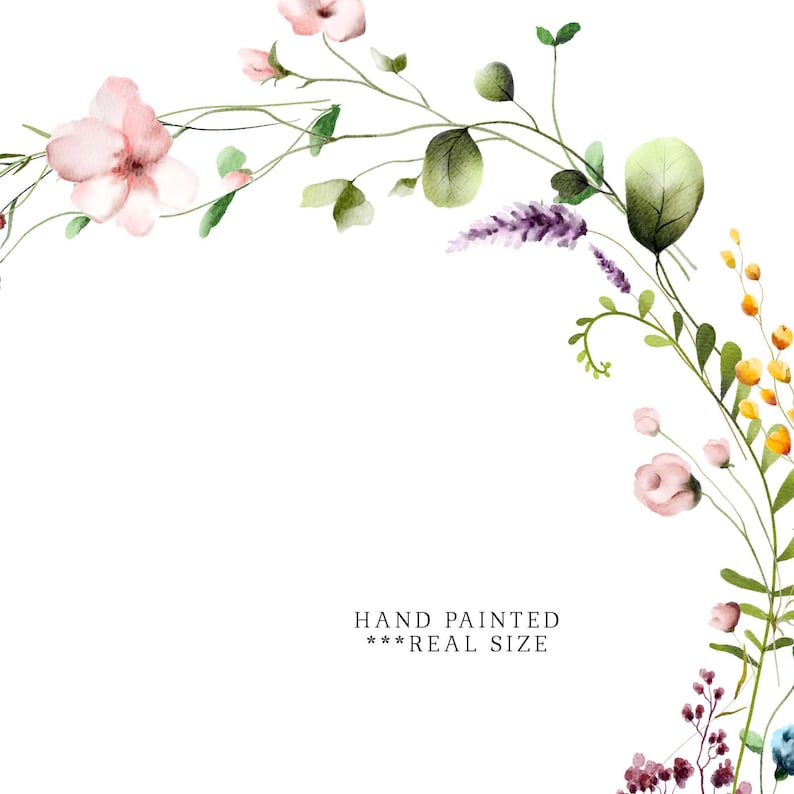 Floral Heart Wreath Clipart Spring Watercolor Wild Flowers Valentine ...
