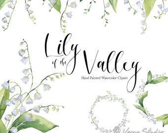 Lily of the Valley Watercolor Floral Clipart White Flowers Clip Art Wedding Invitations Graphics Sprays Bouquets Wreath Floral Drop Border