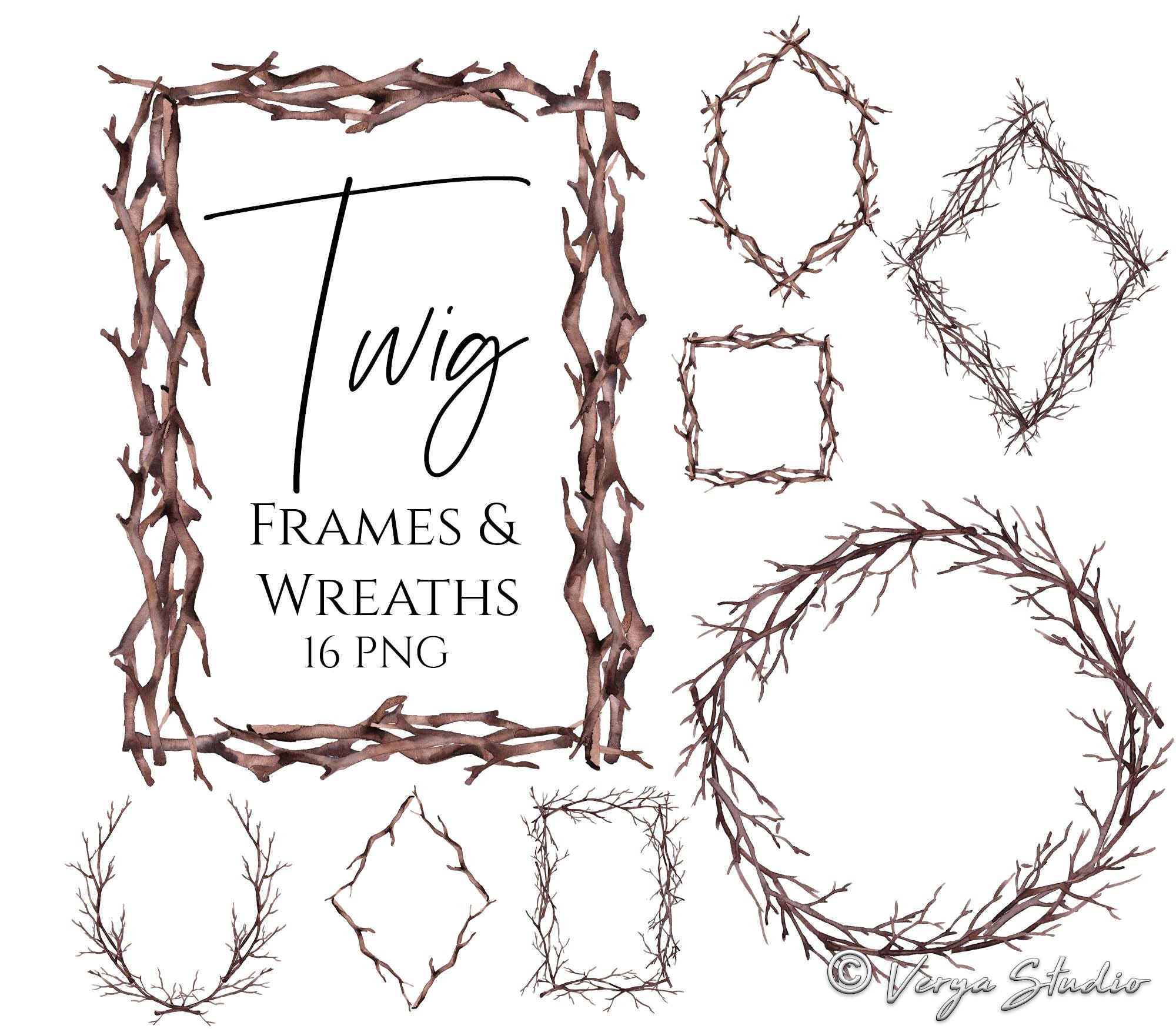 Fall Frames Clipart Watercolor Twig Wreaths Clip Art Branch Frame Autumn  Spring Rustic Wreath Thanksgiving Autumn Harvest Woodland Border - Etsy