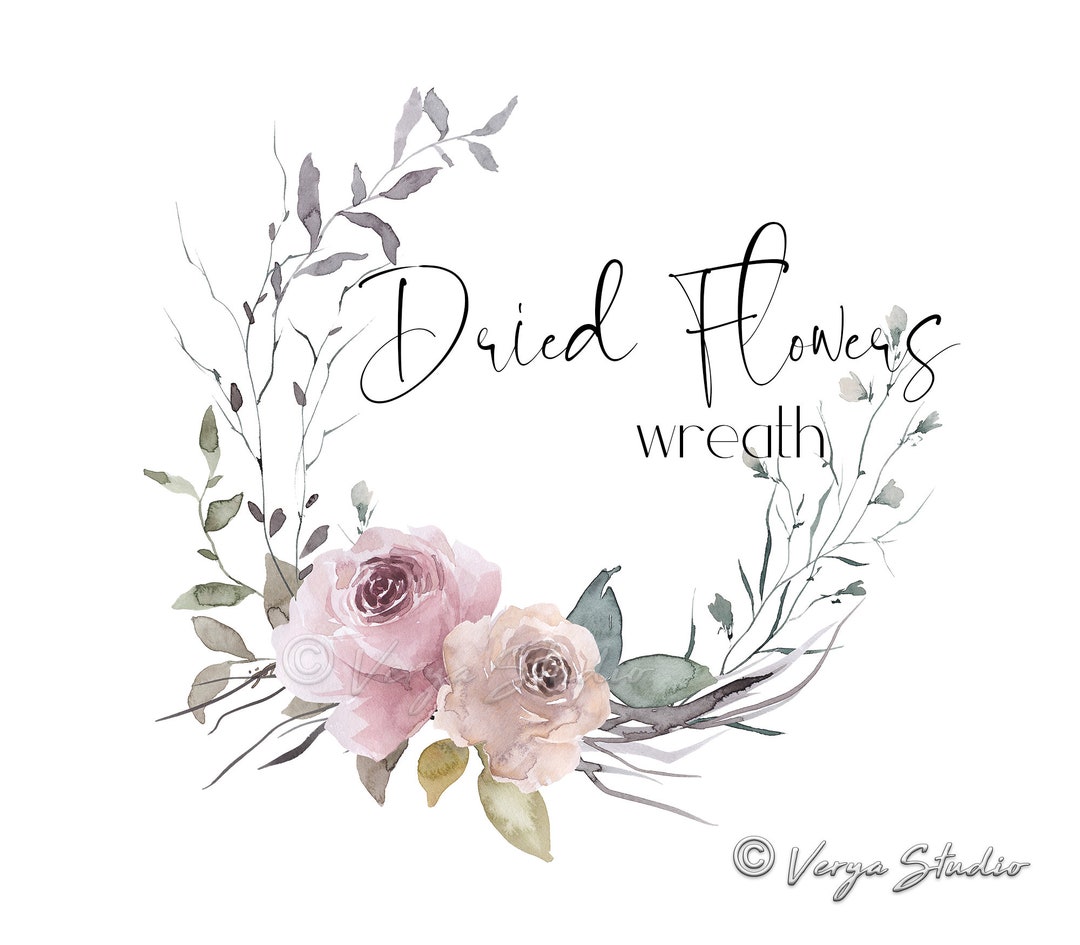 Wreath Watercolor Floral Wreath Clipart Flowers Wreath Clip Art Light