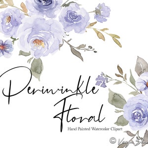 Dusty Purple Aquarell Floral Clipart Violet Lavendel Immergrün Blumen Clip Art Greenery Blätter Hochzeit Frühling Clipart Blumensträuße Kranz