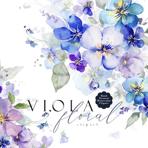 Imágenes prediseñadas de flores azules y violetas, acuarela, violetas, flores prediseñadas, lilas, lavandas, violetas azul marino, pensamientos, ramos de primavera, bodas, PNG pintados a mano