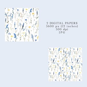 Dainty Blue Floral Clipart Watercolor Wild Flowers Clip Art Dusty Blue ...