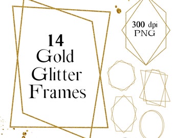 Gold Frames Clipart Polygonal Gold Glitter Frames Clip Art Golden Frames Wedding Frames Geometric Digital Metallic Wedding Invitation Frame