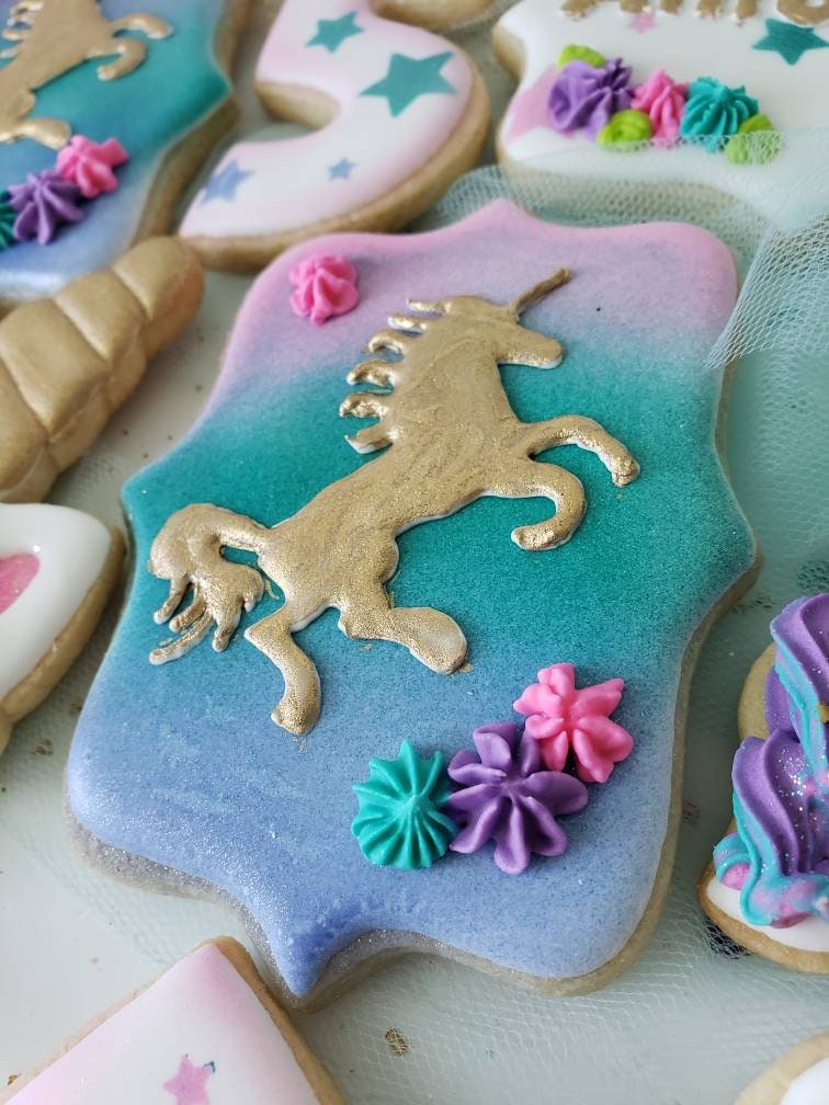 Unicorn Cookies Unicorn Party Favors Rainbow Cookies Custom Etsy