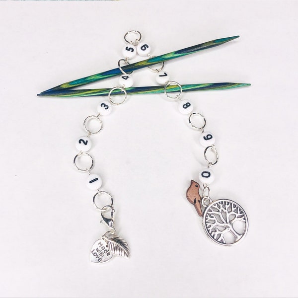 Tree of Life and Bird with Leaf Knitting Chain Row Counter