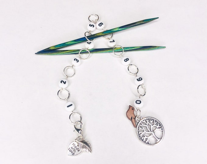 Tree of Life and Bird with Leaf Knitting Chain Row Counter