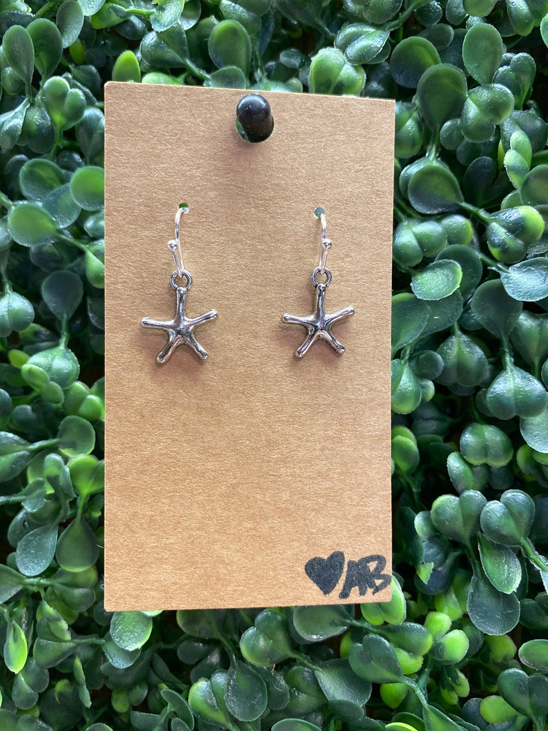 Fashion Jewelry Statement Earrings Beach Vacation Silver Star Fish Earrings