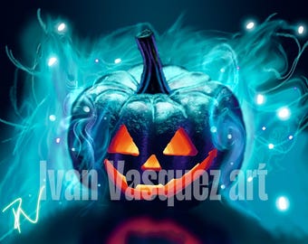 Haunted Glow – Digital Jack-O’-Lantern Halloween Art
