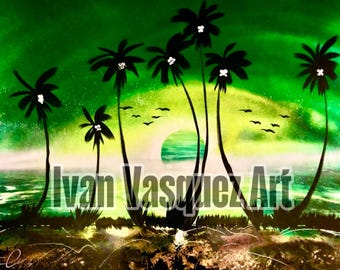 Emerald Serenity – Tropical Sunset GREEN