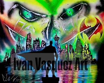 Laugh in the Shadows — Batman vs Joker Spray Paint Art