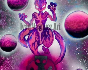 Mewtwo Spray Paint Art Print – 11x17 Psychic Power Pokémon Wall Decor