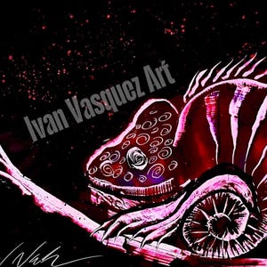 Cosmic Chameleon – Spray Paint Art on Canvas