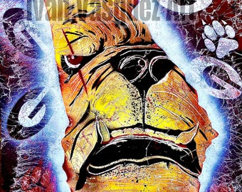 Georgia Bulldog Spray Paint Art Print – UGA Football Wall Decor