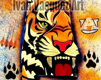 Auburn Tiger Spray Paint Art Print