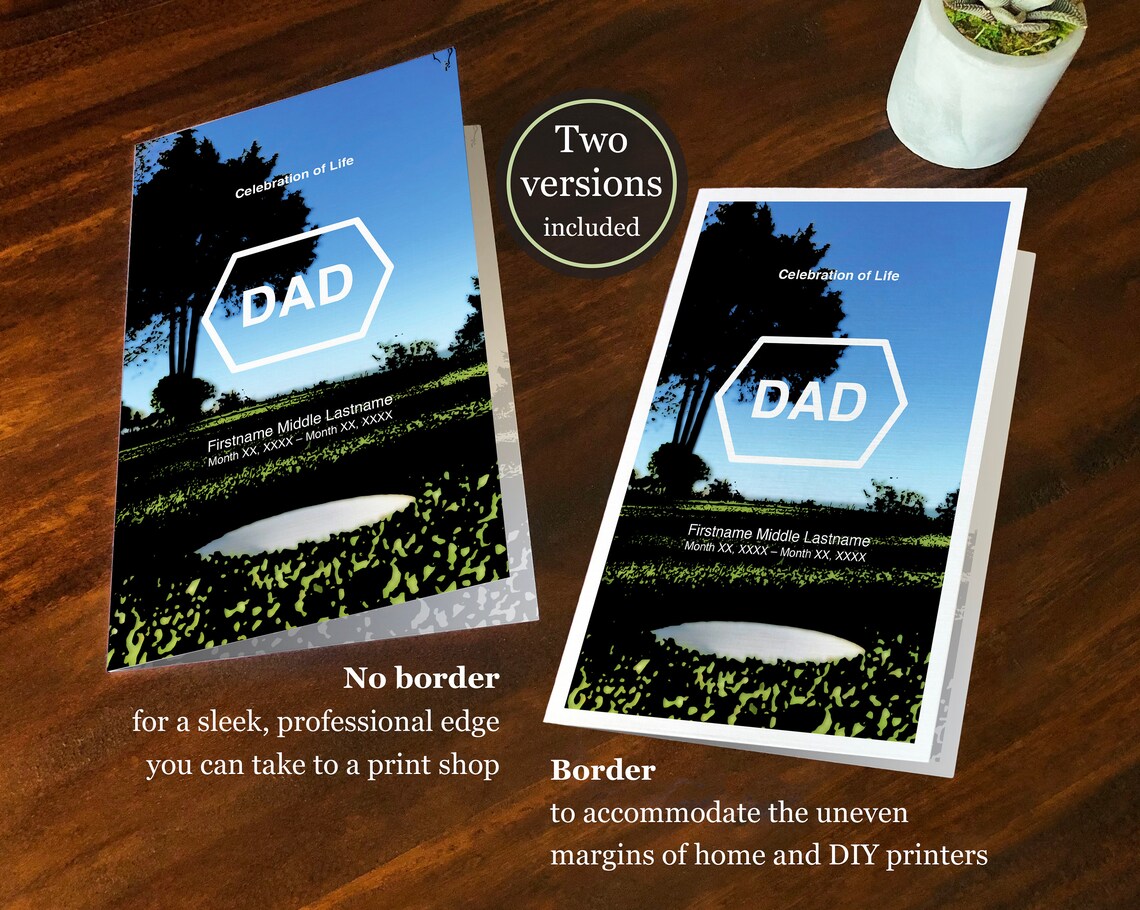 Golf Funeral Program Template for Man or Woman Celebration of Life Program Template Memorial ...
