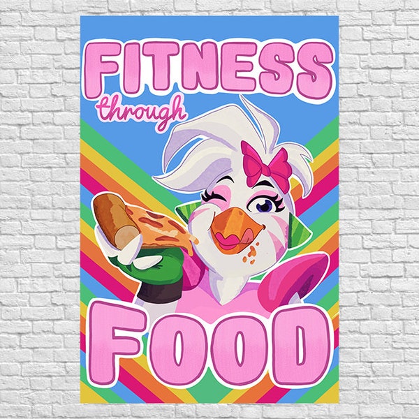 FNAF Fitness Through Food Glamrock Chica In-Game Poster Digital Download