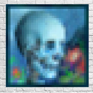 Minecraft Painting Skull and Roses Poster Descarga digital Descarga digital
