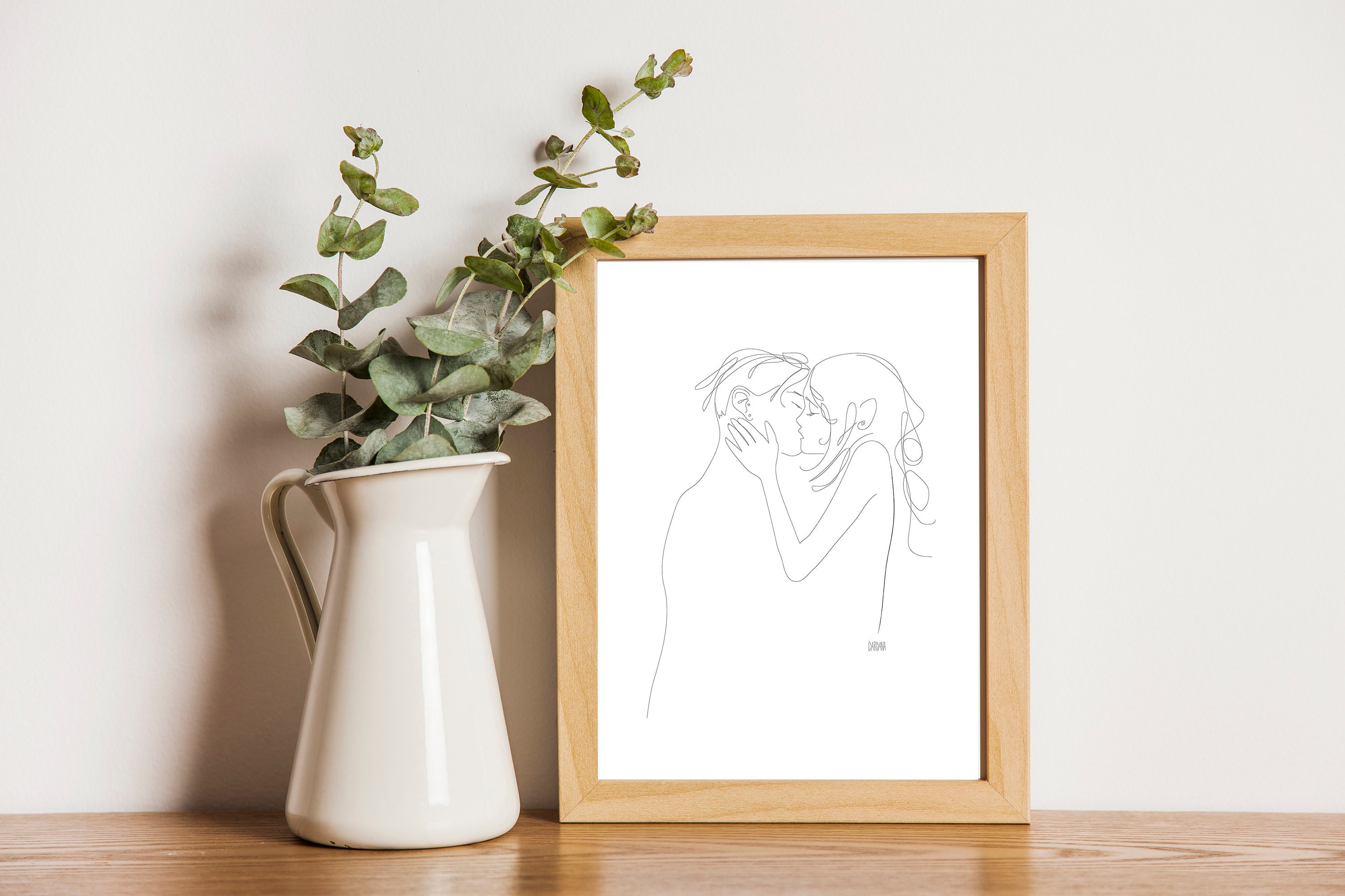 The Kiss Digital print printable art couple kiss abstract | Etsy