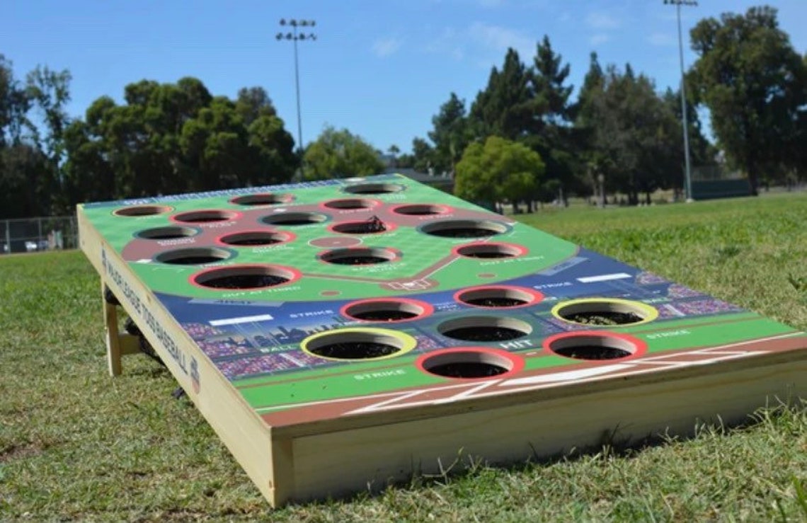 Baseball bean bag toss game cornhole set Etsy