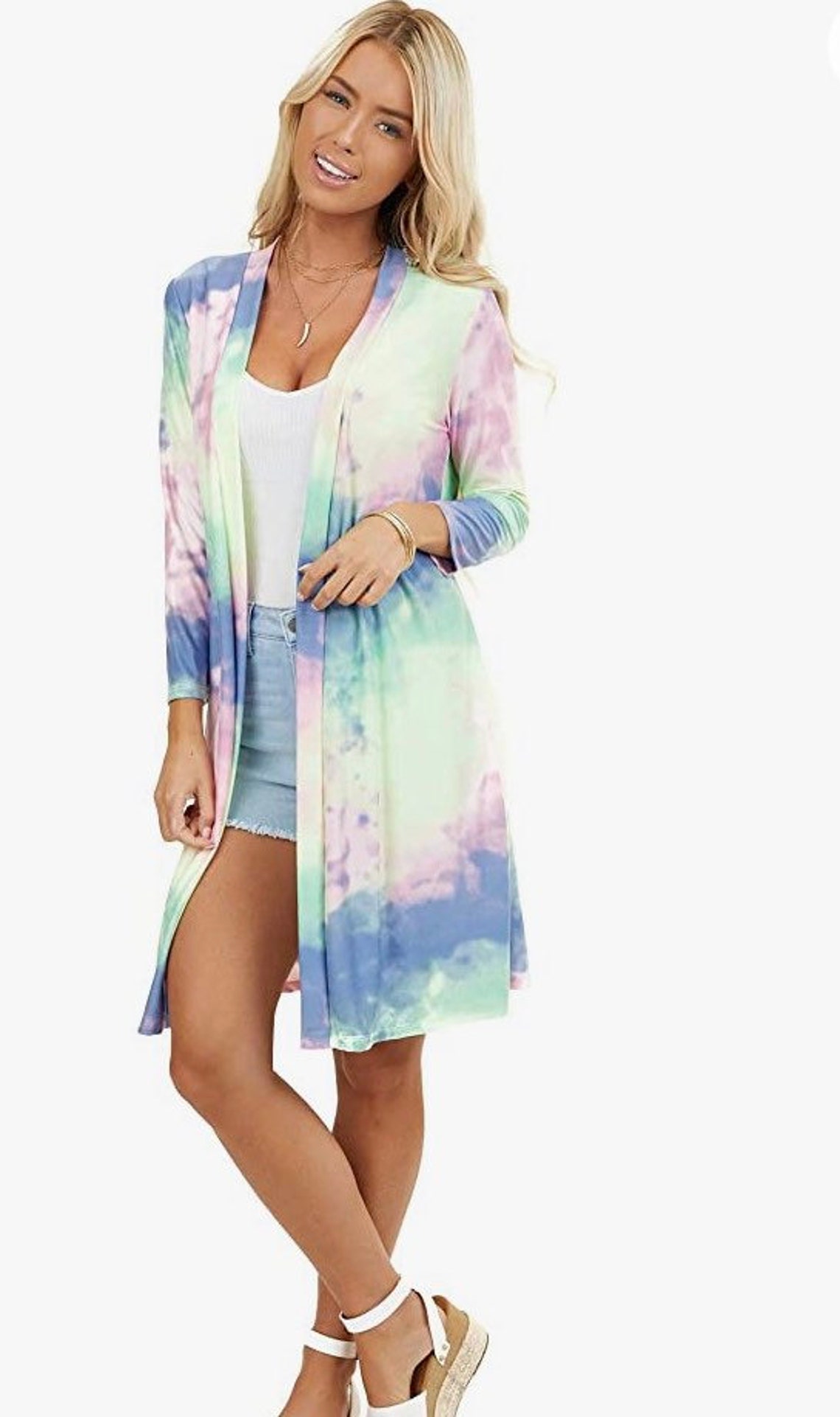 tie dye open cardigan