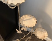 Vintage Chippy Shabby Chic Metal Wrought Iron 3 Tier Violet Plant Stand