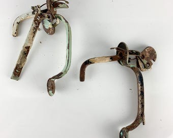 Pair Antique Old Metal Barn Door Handle Thumb Latch Hardware Parts Chippy Farm, Salvaged Hardware